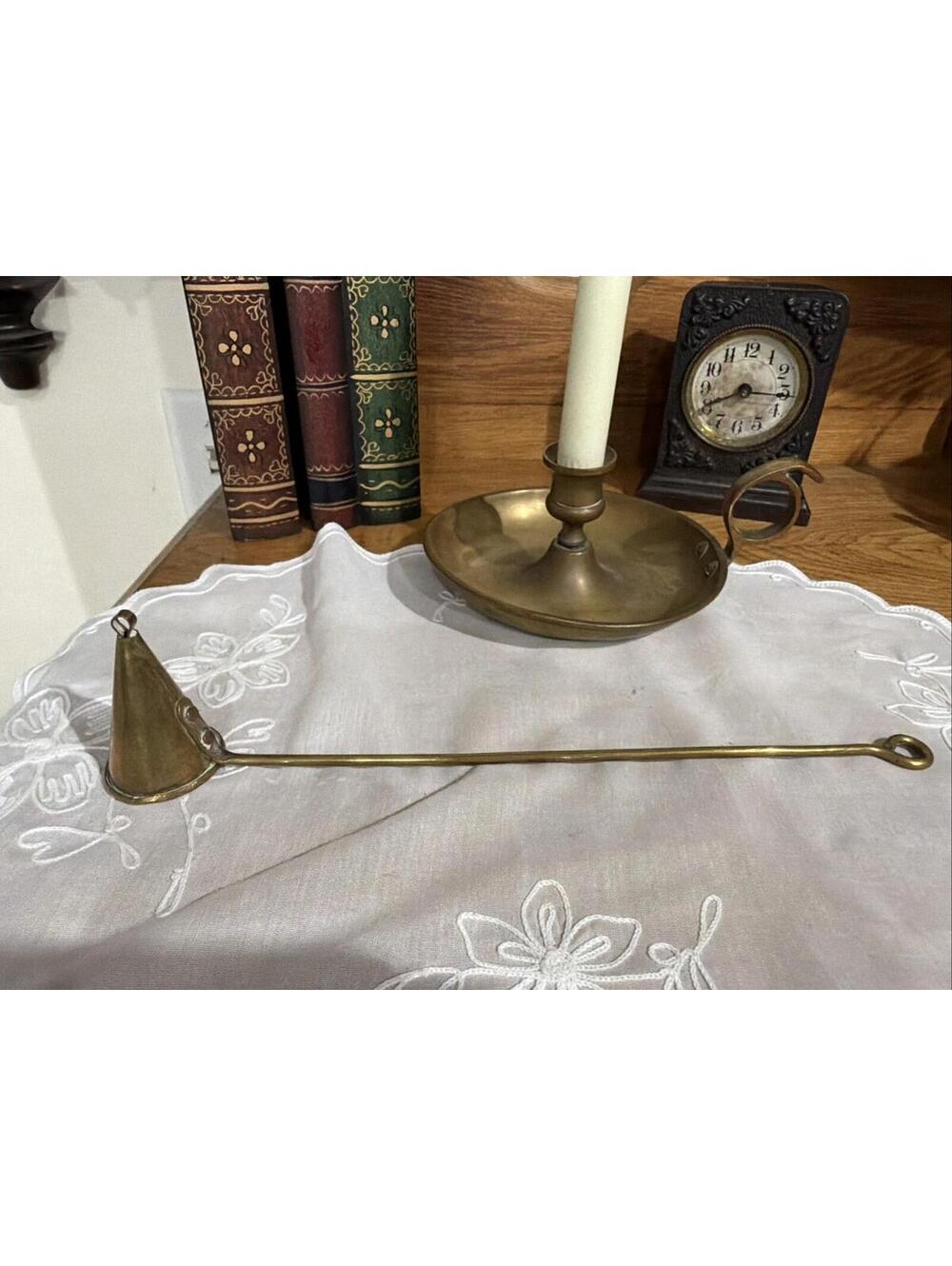 VTG Witch Cone Shaped Candle Snuffer Brass Primitive Colonial Cottage Country